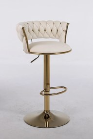 RESIGILAT- Scaun bar, rotativ, înălțime reglabilă, Catifea, Crem