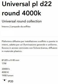 Plafoniera LED design circular, Universal pl d22 round 4000k