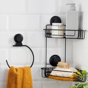 Suport autoadeziv pentru prosoape Compactor Bestlock Black, negru