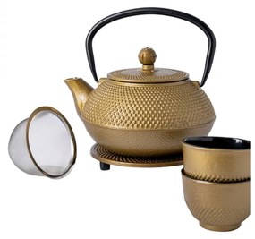 Set Ceainic Japan Gold, fonta, 2 cani incluse, 0.8 litri