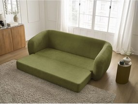 Canapea verde extensibilă cu tapițerie din chenille 228 cm Neyo – Bobochic Paris
