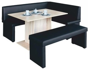Bancă, piele ecologică negru, MODERN