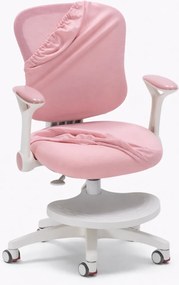 JUNOVA AERIS – Scaun ergonomic pentru copii, cu suport lombar, spătar ergonomic mesh, reglaj pe înălțime, șezut din spumă, și suport pentru picioare, Roz