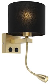 Aplică de perete Art Deco aurie cu abajur negru - Brescia