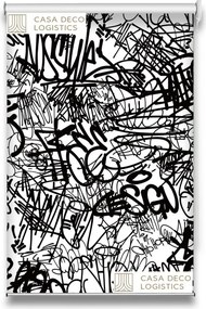 Roletă textilă Urban 4019 cu model abstract alb-negru
