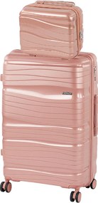 TraveLux Voyager IV set valiză rulantă aur roz