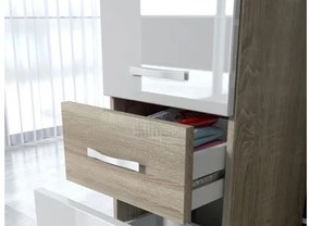 Mobilier baie Lomesa MDF (Stejar wotan + Alb lamel) (cu sifon). 1103972