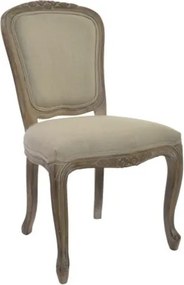Scaun de dining shabby chic din lemn de cauciuc și in, „Valbonne”