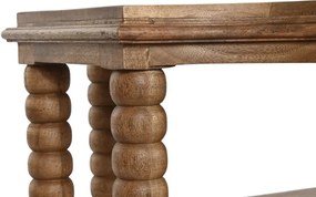 Măsuță de cafea dreptunghiulară din lemn de mango, natur, cu picioare strunjite și raft, finisaj mat, 48 x 131 x 80 cm, „Bellara” – Ethnic Collections