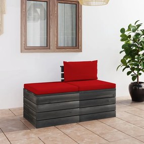 Set mobilier gradina din paleti, 2 piese, cu perne, lemn de pin 2, Da, Rosu, Da