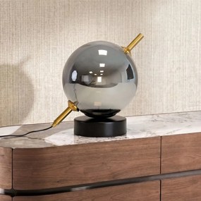 Lampa de masa din sticla si otel negru