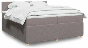 vidaXL Pat box spring cu saltea, gri taupe, 200x200 cm, textil