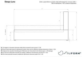 Pat bej tapițat de o persoană și somieră 90x200 cm Sleepy Luna – Miuform
