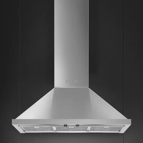 Hota decorativa SMEG Portofino KPF9X, 275 W, A+, 781 m³/h, 3 viteze, 3 filtre, Clapa reverse, LED, Otel inoxidabil