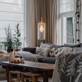 Lampă suspendată Art Deco aurie cu sticlă - Laura