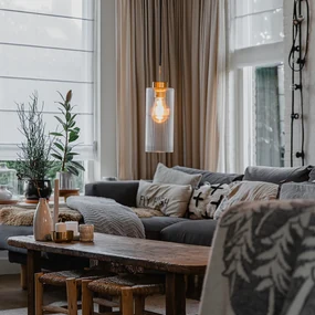 Lampă suspendată Art Deco aurie cu sticlă - Laura