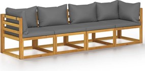 vidaXL Canapea de grădină cu 4 locuri, cu perne, lemn masiv de acacia