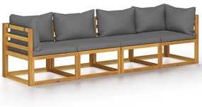 3057608 vidaXL Canapea de grădină cu 4 locuri, cu perne, lemn masiv de acacia
