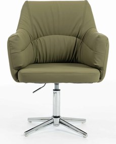 HR840CROSS Scaun Khaki Piele Ecologica Premium Soft cu Bază Cromata