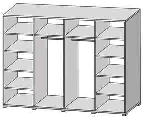 Set dormitor (dulap + pat + 2x noptiera), stejar artizan  pin norvegian negru, BAFRA