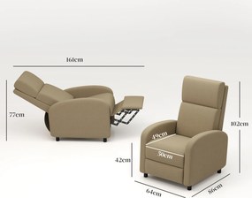 Fotoliu Relax HOMCOM Înclinabil Manual la 160° cu Suport pentru Picioare, Fotoliu Ergonomic Tapițat în Material Efect de In pentru Dormitor, Birou, Living și Sufragerie, Bej | Aosom Romania