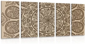 Tablou 5-piese Mandala cu model natural abstract