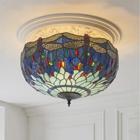 Endon 111899 - Plafonieră Tiffany DRAGONFLY 3xE27/10W/230V, diam. 50 cm