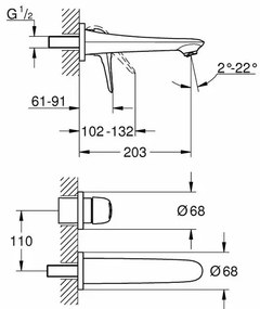 Baterie lavoar incastrata Grohe Eurostyle New maner alb loop