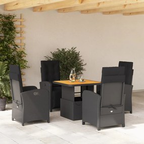 3277328 vidaXL Set mobilier de grădină cu perne, 5 piese, negru, poliratan