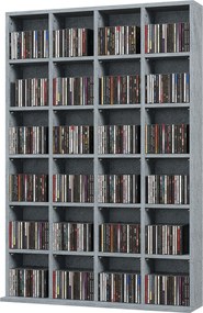 HOMCOM Mobilier de depozitare multimedia 480 CD-uri/312 DVD-uri - bibliotecă din lemn cu rafturi reglabile, 89 x 130,5 cm, gri | Aosom Romania
