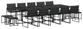 3295086 vidaXL Set mobilier de grădină, 15 piese, cu perne, negru, textilenă