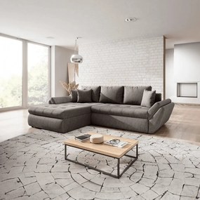 Colțar extensibil dumonde cu ladă de depozitare si sezut confortabil din spuma high-density, Loana Enjoy Kaki II 270x185 cm