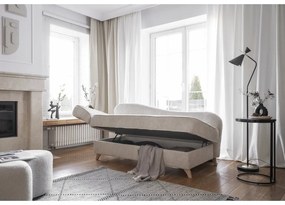 Șezlong bej cu tapițerie din catifea reiată (cu colț pe partea stângă) Chic Charlotte – Miuform