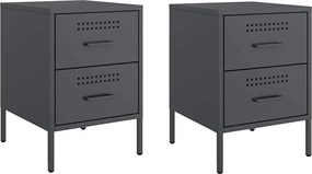 vidaXL Noptiere, 2 buc., antracit, 36x39x50,5 cm, oțel