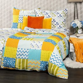 Lenjerie de pat din bumbac creponat 4Home Patchwork blue, 140 x 200 cm, 70 x 90 cm