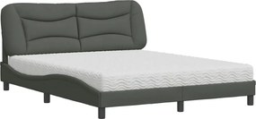 vidaXL Pat cu saltea, Hvar, gri închis, 160x200 cm, țesătură