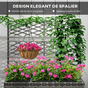 Outsunny Jardinieră de Gradină Autoportantă, Pat de Flori pentru Plante Cățărătoare, Design Modern, 84x30x107cm, Gri Deschis | Aosom Romania