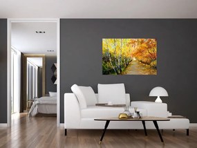 Tablou - Alee romantică de-a lungul apei, pictură în ulei (90x60 cm)