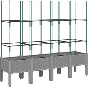 vidaXL Jardinieră de grădină cu spalier gri deschis 160x40x142,5 cm PP
