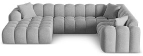 Colțar gri deschis cu tapițerie din chenille (cu colț pe partea dreaptă/în formă de "U") Treno – Cosmopolitan Design