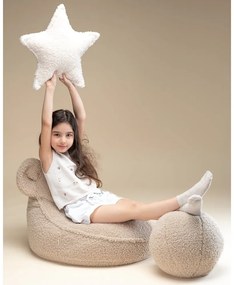 Fotoliu puf pentru copii maro deschis cu tapițerie din țesătură bouclé Bear – Wigiwama