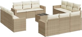 vidaXL Set canapele de grădină, 13 piese, cu perne, bej, poliratan