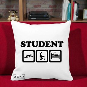 Perna Decorativa Student Life, 40x40 cm, Alba Mata, Husa Detasabila, Perna Inclusa, BEKZ®