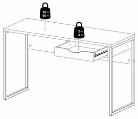 Tvilum Birou cu 1 sertar si blat in decor de stejar Culoare alb, EFREM PLUS 512