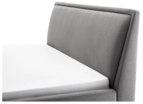 Pat matrimonial gri deschis tapițat cu spațiu de depozitare cu somieră 180x200 cm Frieda – Meise Möbel