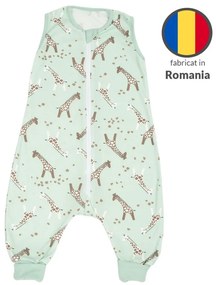 Sac dormit copii de vara din bumbac cu picioare 6-18 luni Kidizi Giraffe, 0.5 tog, mansete transformabile in soseta
