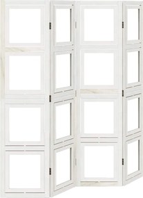 vidaXL Paravan cameră 4 panouri, alb, lemn masiv paulownia