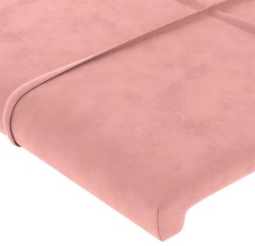 Cadru de pat cu tablie, roz, 90x200 cm, catifea Roz, 90 x 200 cm, Cu blocuri patrate