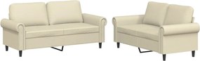 vidaXL Set de canapele cu perne, 2 piese, crem, piele ecologică
