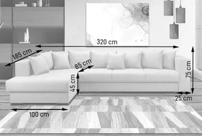 Colțar extensibil dumonde cu ladă de depozitare si sezut confortabil din spuma high-density, Gloria Royal Mustar 320x183 cm
